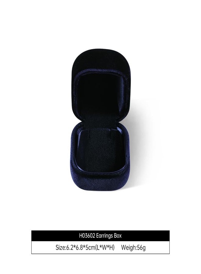 Dansmiy Resilient Velvet Ring Earrings Bracelet Necklace Display Box, Travel Mini Jewelry Organizer Case (Blue, Earrings Box) - Image 2